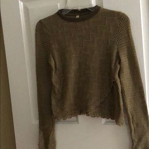 Green Free People crew neck sweater